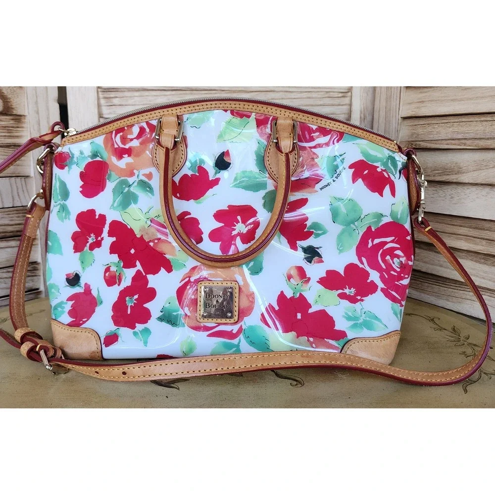 Dooney & Bourke Rose Garden Floral Satchel Bag Handbag Purse Feminine Girl Era
